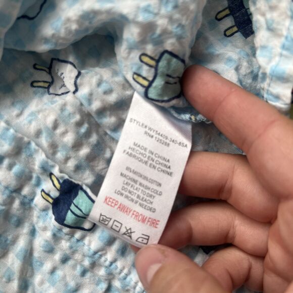 Life is Good Pajama Set Womens Medium Tee and Shorts Blue Seersucker Popsicles - Picture 4 of 12